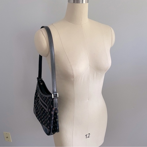 Crazy Horse x Liz Claiborne Fleur-de-lis Shoulder Bag- Black and Multicolored - Picture 11 of 11